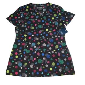 NWT Cherokee Modern Classic Polka Dot Scrub Top- XS